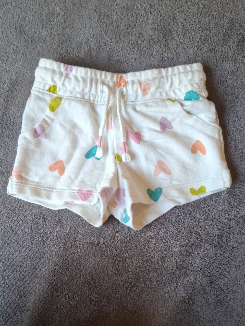Cat & Jack White Heart-Print Kids Shorts with Multi-Color Hearts